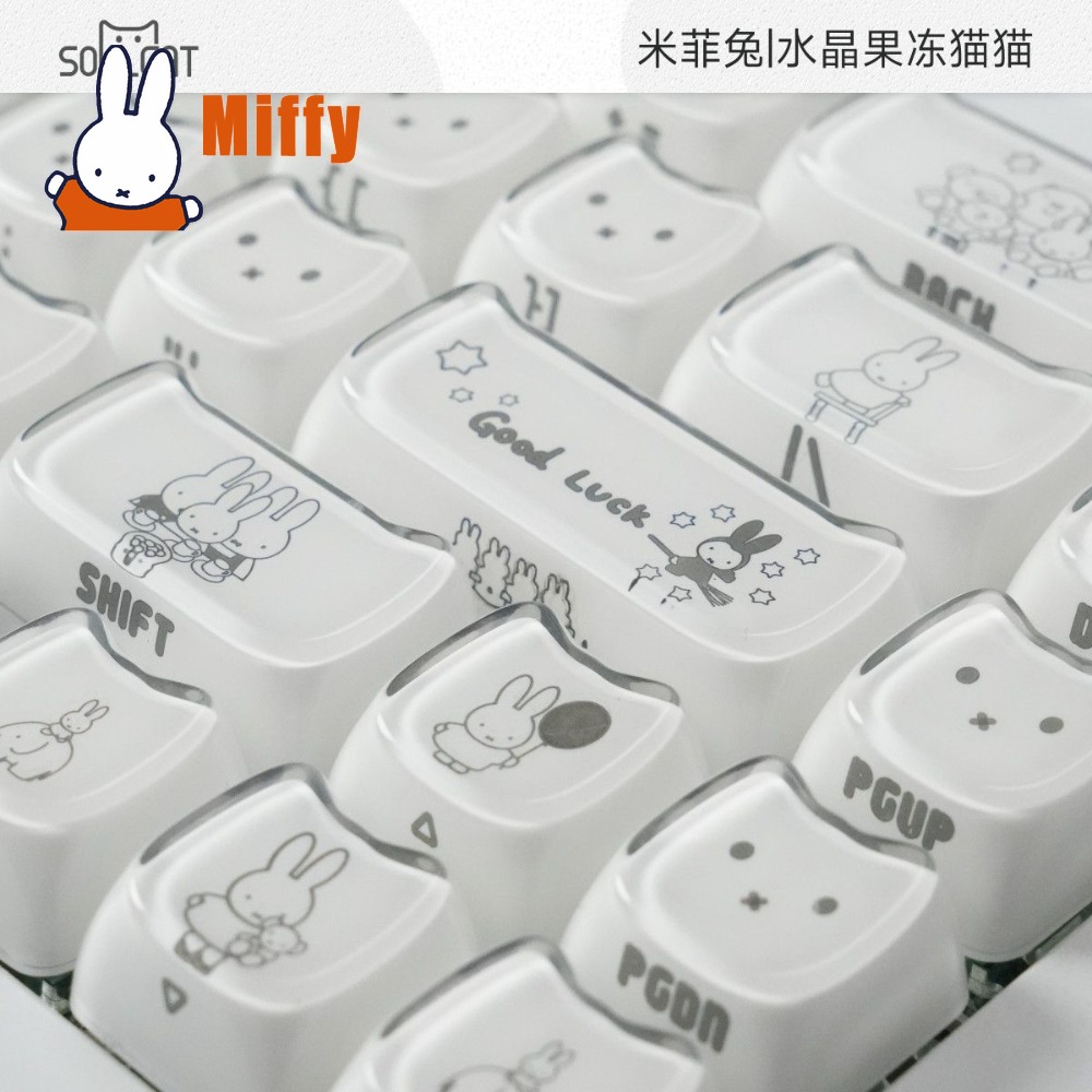 Gaming Keyboard Ergo - Kawaii Miffy Keycaps Cute Rabbit Mechanical