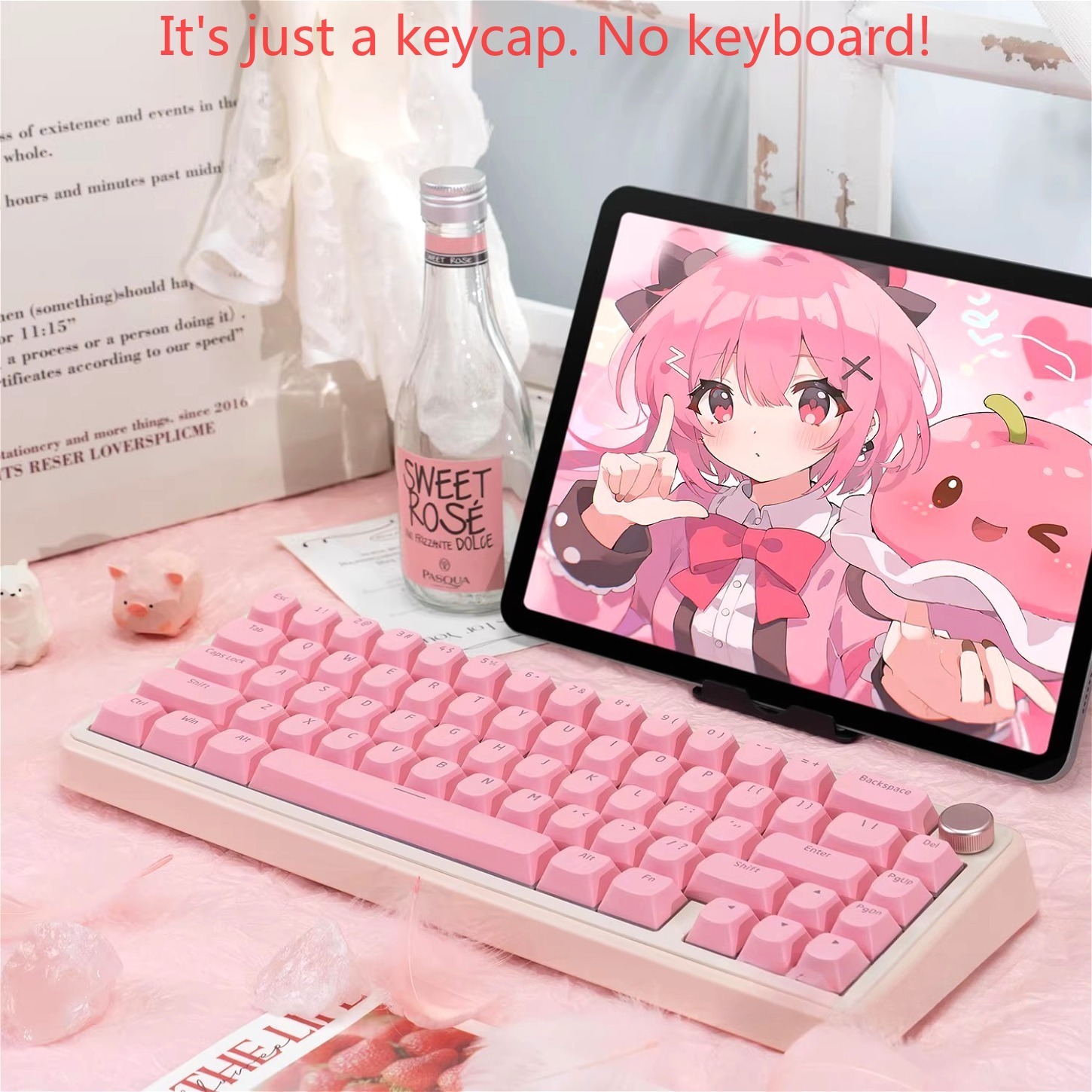 OEM Simple Pink Pudding Charac - Keyboard Gaming Transparent ulasan dan harga