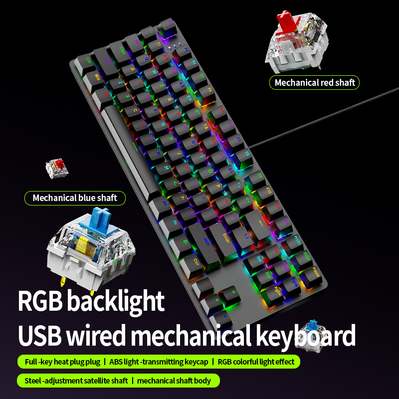 AK87 Hot Swappable Mechanical  - Keyboard Gaming Blue Switch ulasan dan harga
