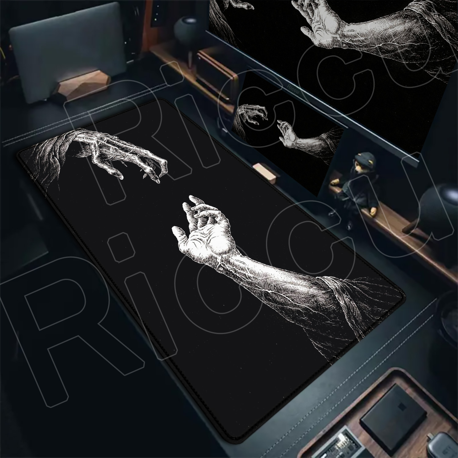 HD Large Black White XXL Gothi - Gaming Keyboard Hand ulasan dan harga