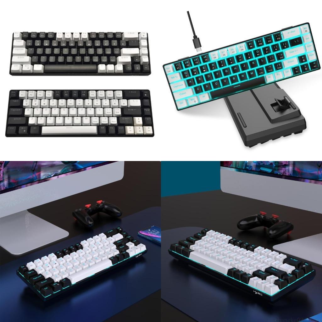 Portable 68Keys Mechanical Gam - Keyboard Gaming Blue Switch ulasan dan harga