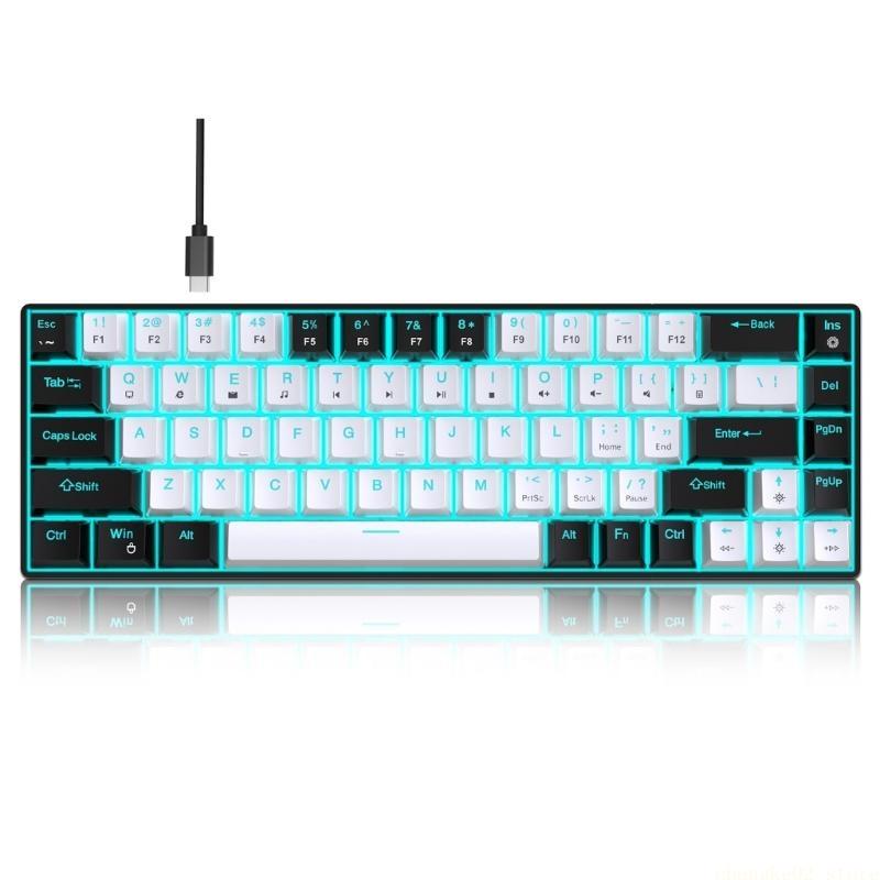 Portable 68Keys Mechanical Gam - Keyboard Gaming Blue Switch ulasan dan harga