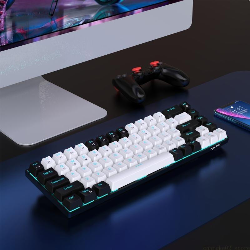 Portable 68Keys Mechanical Gam - Keyboard Gaming Blue Switch ulasan dan harga