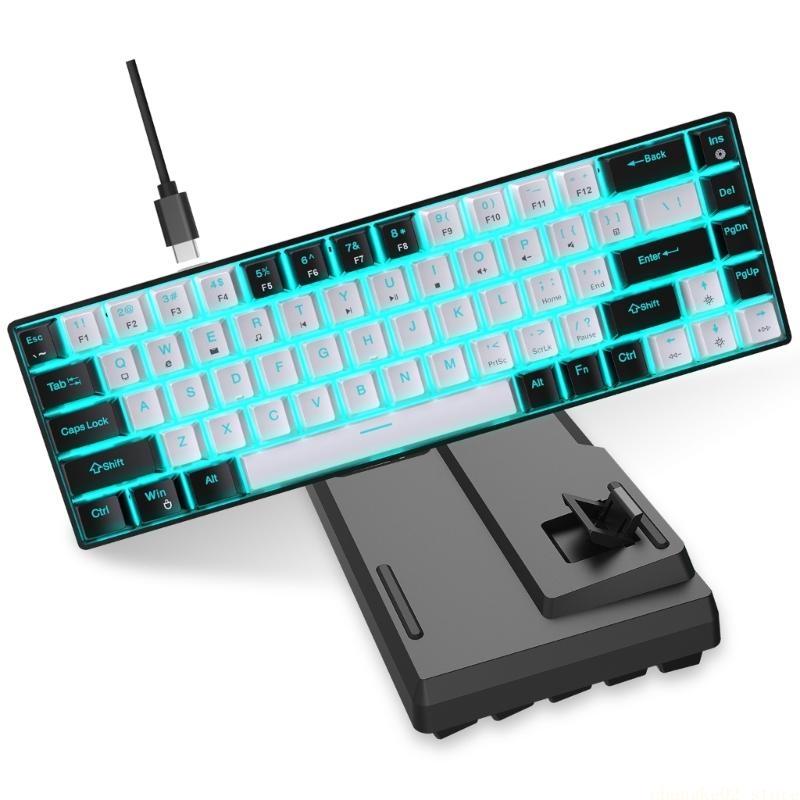 Portable 68Keys Mechanical Gam - Keyboard Gaming Blue Switch ulasan dan harga